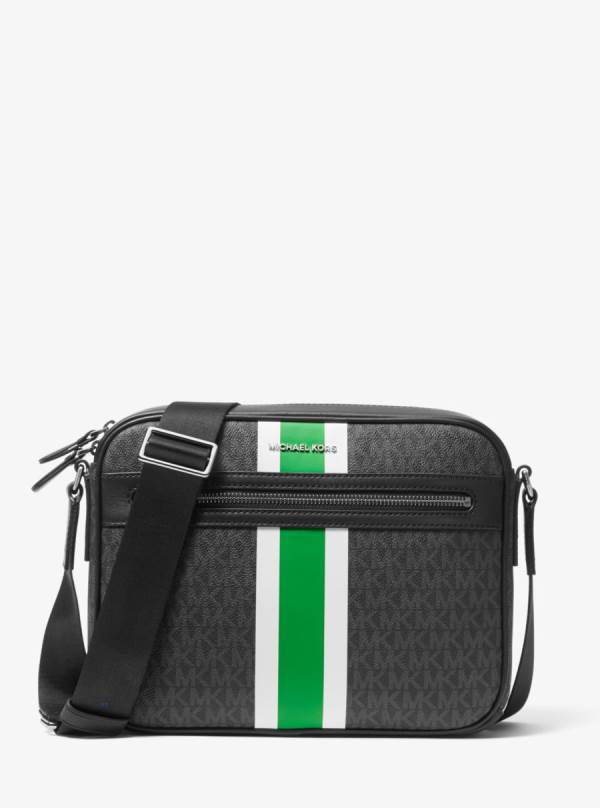 Panske Crossbody Kabelka Michael Kors Hudson Logo Stripe Camera Zelene - Tasky Michael Kors Akcia | TGLNY-2430
